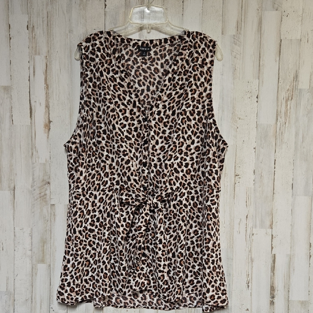 Torrid Animal Print Tie Front Blouse